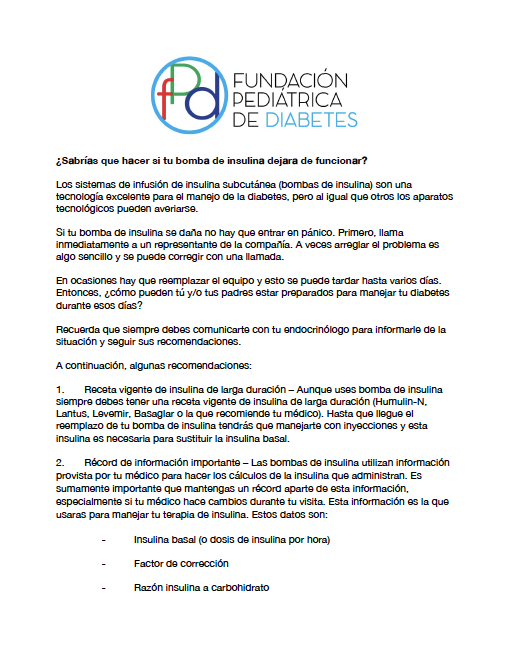 ¿Sabrías que hacer si tu bomba de insulina dejara de funcionar?
